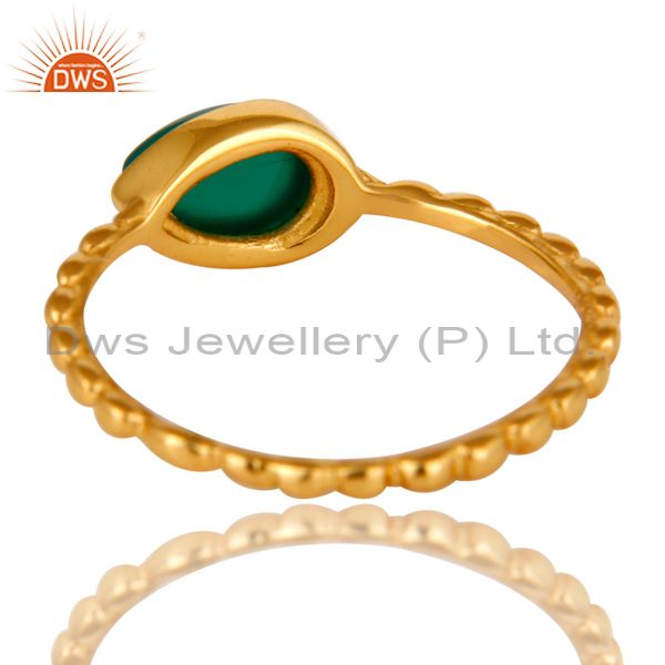 Suppliers 14K Yellow Gold Plated Sterling Silver Green Onyx Hammered Stacking Ring
