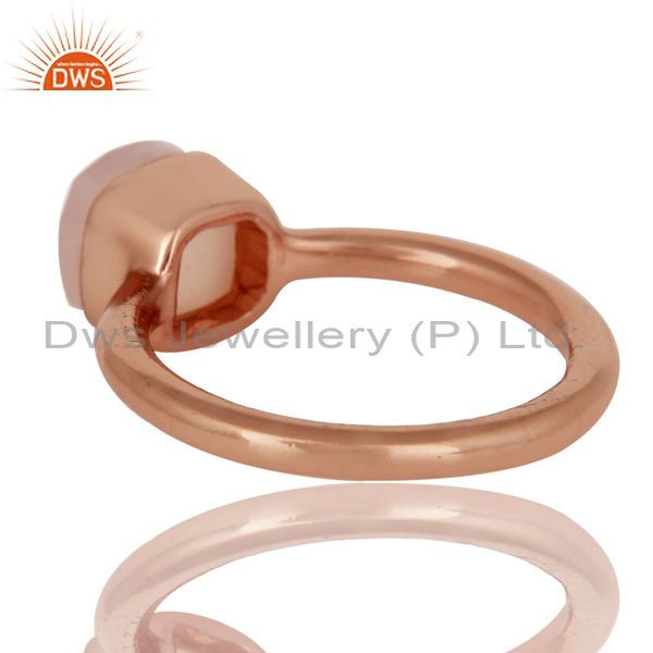 Suppliers 18K Rose Gold Plated Sterling Silver Rose Chalcedony Gemstone Stackable Ring
