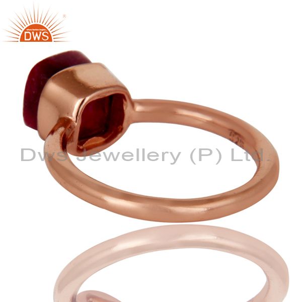 Suppliers 18K Rose Gold Plated Sterling Silver Natural Ruby Gemstone Stackable Ring