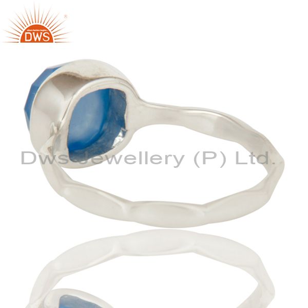 Suppliers Blue Chalcedony Solid Sterling Silver Handmade Stackable Ring
