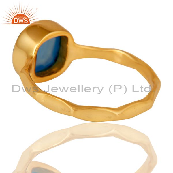 Suppliers Blue Chalcedony Sterling Silver 18K Yellow Gold Plated Stackable Ring