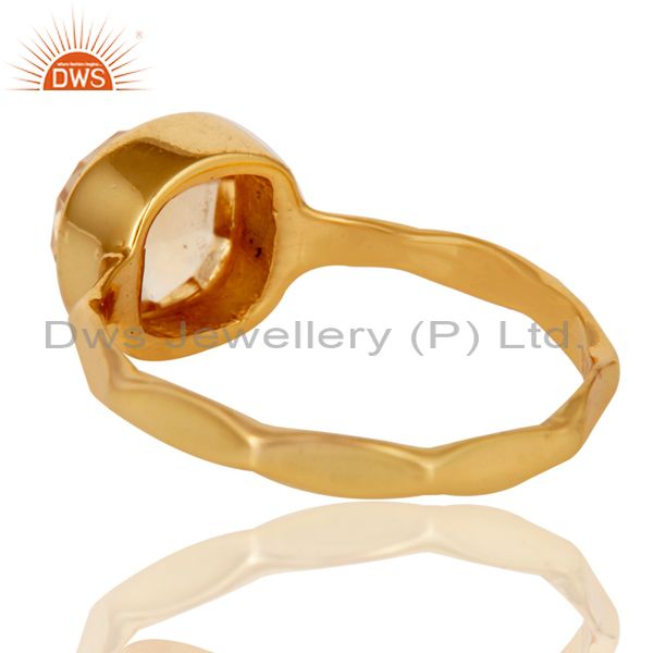 Suppliers 18K Yellow Gold Plated Citrine Gemstone Sterling Silver Stackable Ring