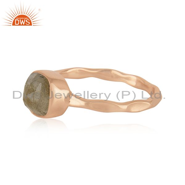 Exporter Handmade Sterling Silver Rose Gold Plated Labradorite Gemstone Ring Manufacturer