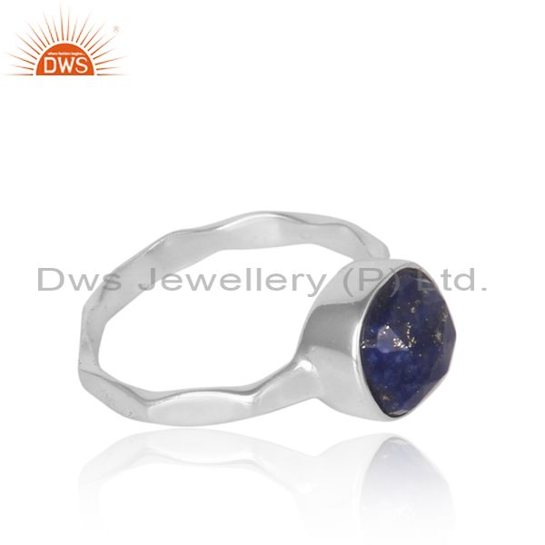 Exporter Natural Lapis Gemstone Handmade Sterling Silver Ring Jewelry For Girls