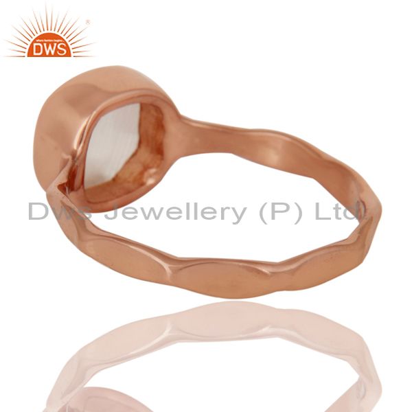 Suppliers White Moonstone Sterling Silver Rose Gold Plated Stackable Ring Handmade Ring