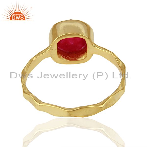 Exporter Red Aventurine Gemstone Gold Plated 925 Silver Girls Ring Supplier