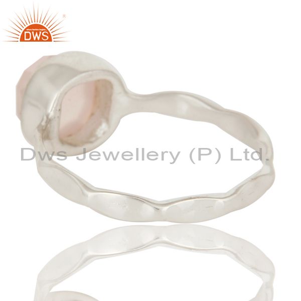 Suppliers Dyed Rose Chalcedony Solid Sterling Silver Stackable Ring Hand Hammered Ring