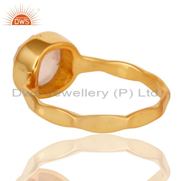 Suppliers 18K Yellow Gold Plated Dyed Rose Chalcedony Sterling Silver Stackable Ring