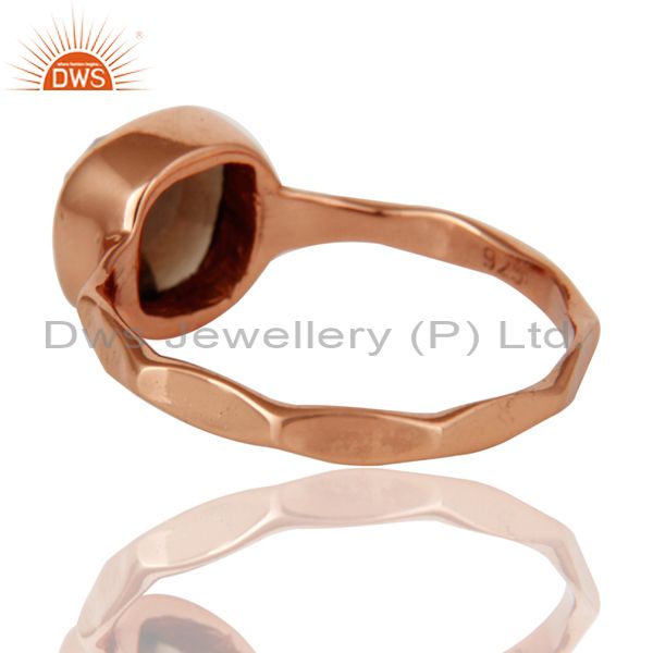 Suppliers Rose Gold Plated Rose Cut Smokey Quartz Sterling Silver Stackable Ring