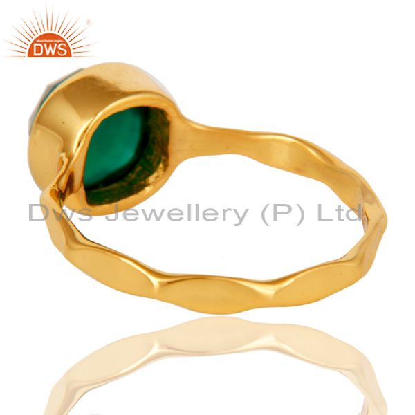 Suppliers 18K Yellow Gold Plated Green Onyx Sterling Silver Stackable Ring