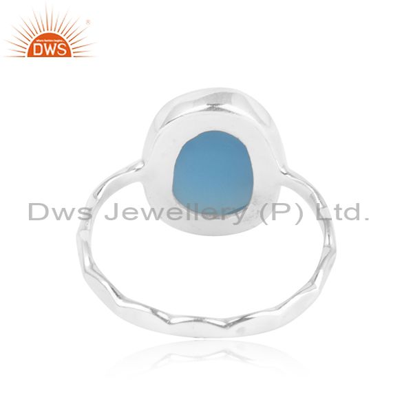 Exporter Natural Blue Chalcedony Gemstone New Sterling Fine Silver Ring Jewelry