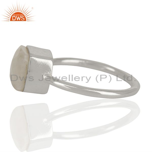 Exporter White Agate Gemstone 925 Solid Silver Stackable Rings Manufacturer