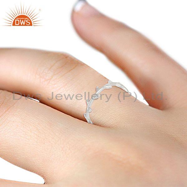 Olive Leaf Narrow 925 Sterling Silver Band Ring Jewellery
