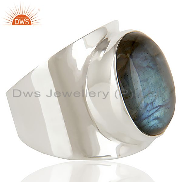 Designer of Gorgeous 925 sterling silver labradorite gemstone stackable dome ring jewelry