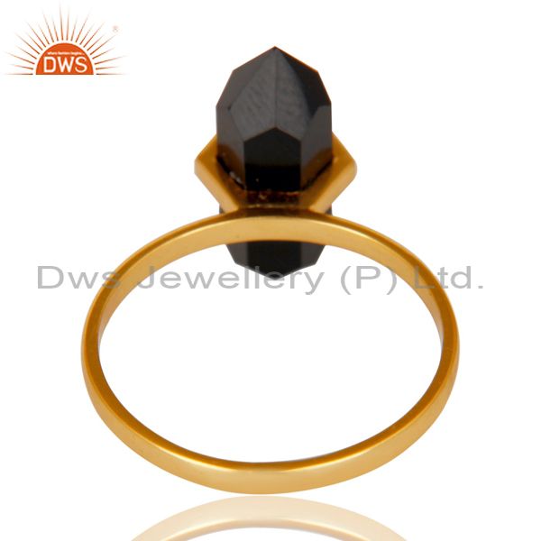 Suppliers Black Onyx Terminated Pencil Gold Plated 92.5 Stelring Silver Wholesale Ring