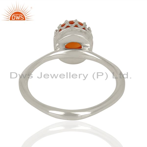 Suppliers 925 Sterling Silver Crown Design Carnelian Gemstone Girls Ring