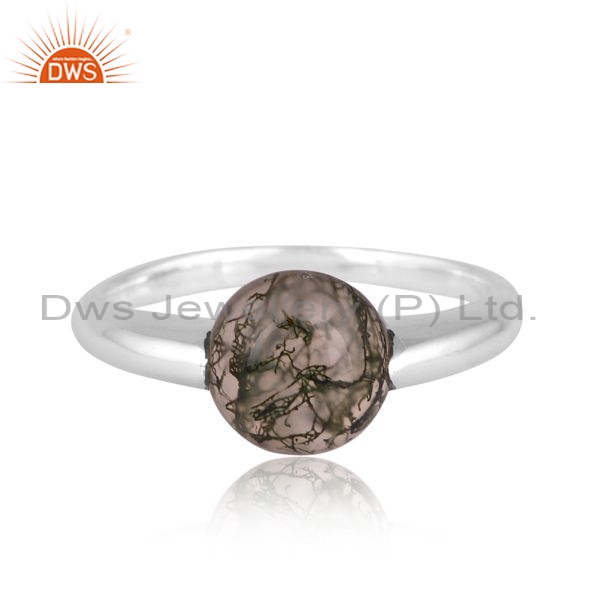 Sterling Silver Ring With Moss Agate Stone