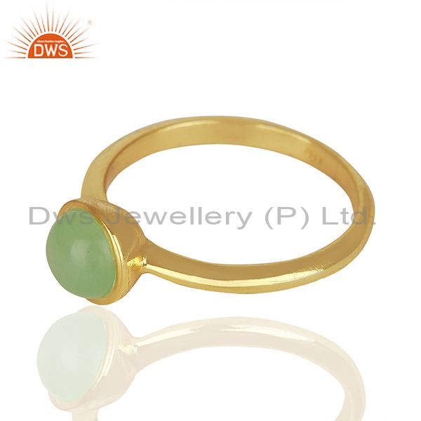 Suppliers Designer 925 Silver Gold Plated Aqua Chalcedony Gemstone Rings Jewelry