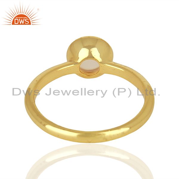 Suppliers Designer Rose Chalcedony Gemstone Yellow Gold Plated Silver Rings