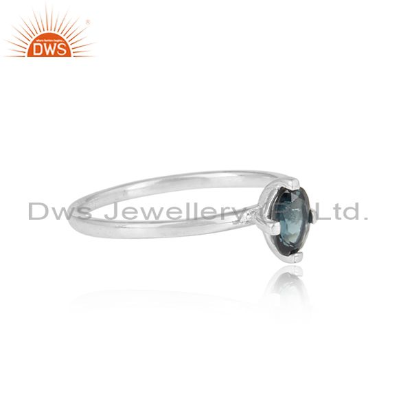 Beautiful Prong Set Sterling Silver London Blue Topaz Ring