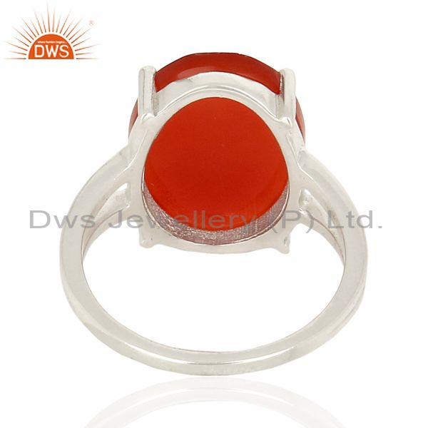 Suppliers Red Onyx Flat Stone Oval Shape 92.5 Sterling Silver Wholesale Silve Ring
