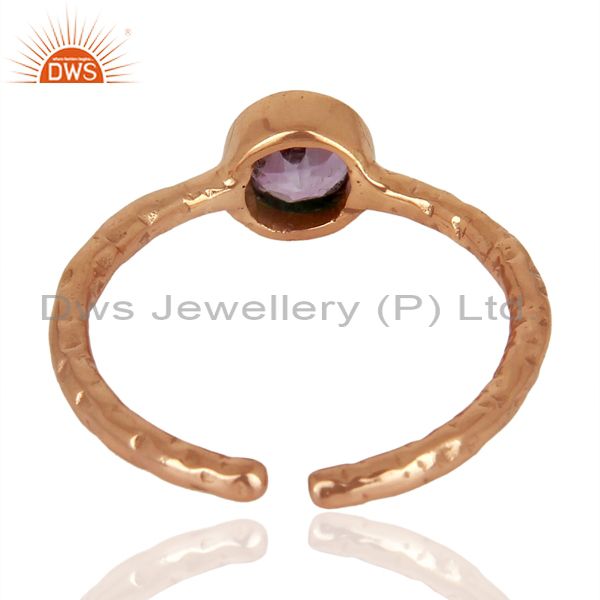 Suppliers Amethyst Adjustable Rose Gold Plated Wholesale Sterling Silver Ring
