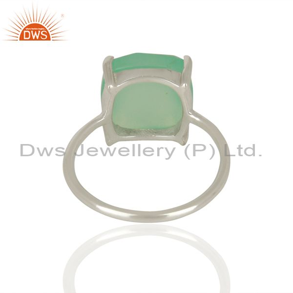 Suppliers 925 Sterling Fine Silver Aqua Chalcedony Gemstone Rings Manufacturer