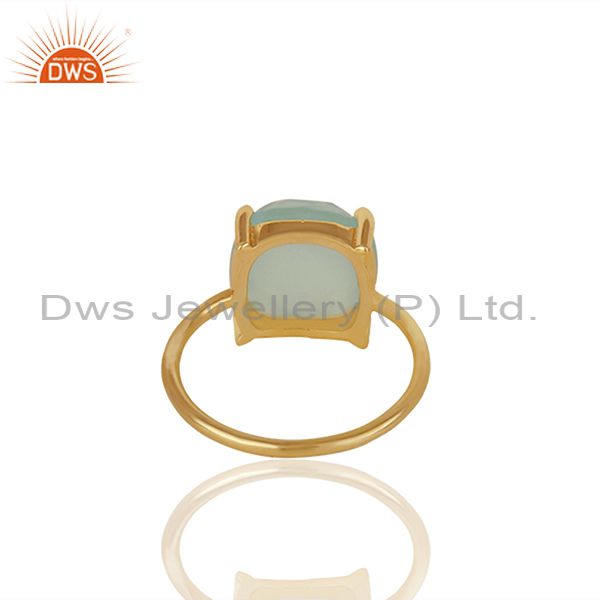 Suppliers Aqua Chalcedony Gemstone 925 Solid Silver Stackable Rings Wholesale