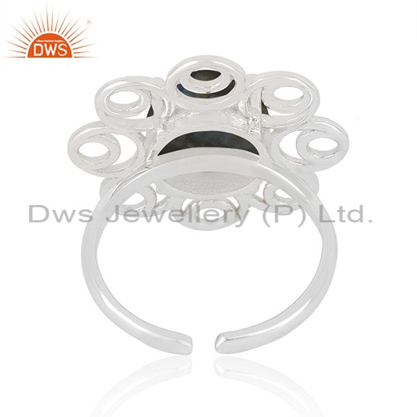 Best Quality Labradorite Gemstone Floral Design Fine Sterling Silver Ring Manufacturer India
