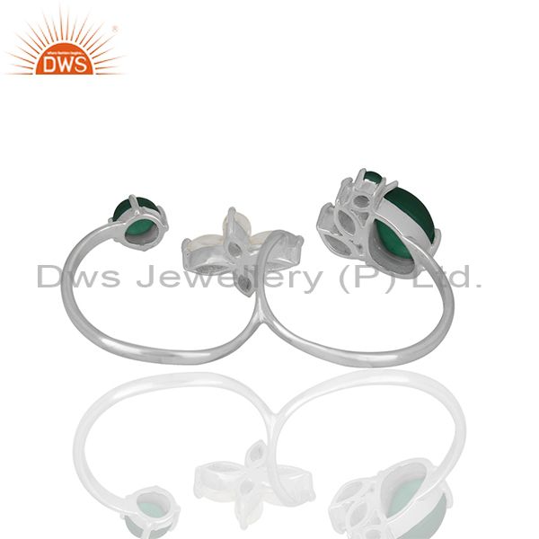 Suppliers Crystal Quartz and Green Onyx Gemstone Multi Finger Rings Wholesale