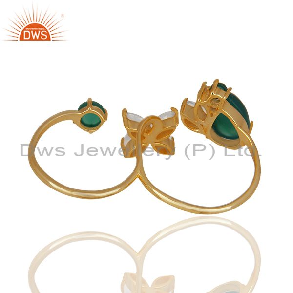 Suppliers Genuine Gold Plated 925 Silver Double Finger Ring Manufacturers