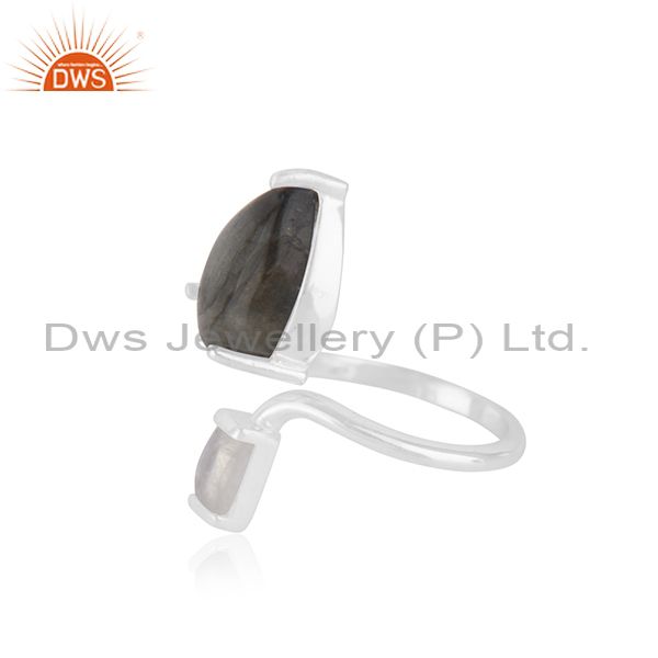 Suppliers Handmade 925 Fine Silver Two Gemstone Set Ring Jewelry Manufacturer