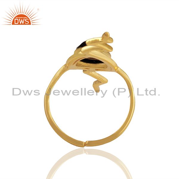 Suppliers Hematite Studded Simple Heartbeat Gold Plated Designer Silver Ring