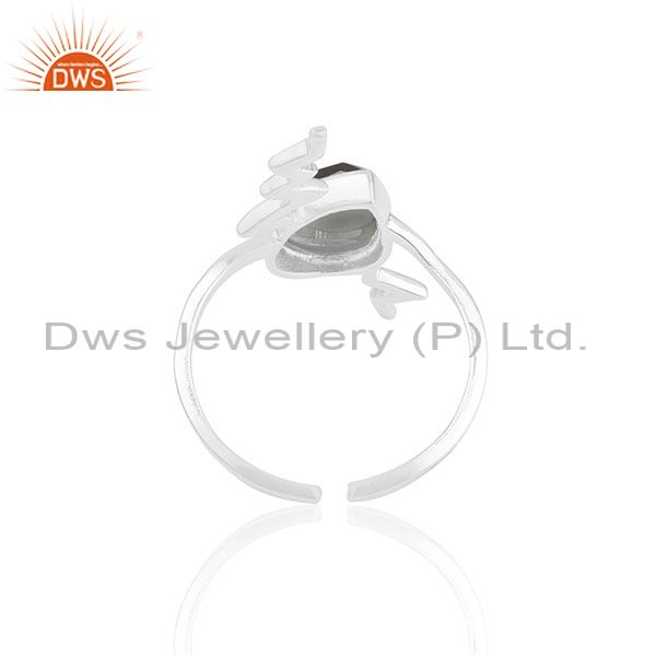Suppliers Hematite Simple Heartbeat Designer Silver Ring