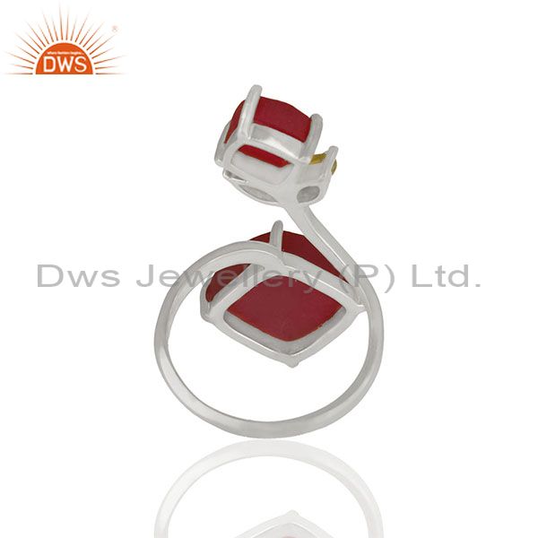 Suppliers Peridot and Ruby Prong Set Gemstone 925 Silver Adjustable Ring Jewelry