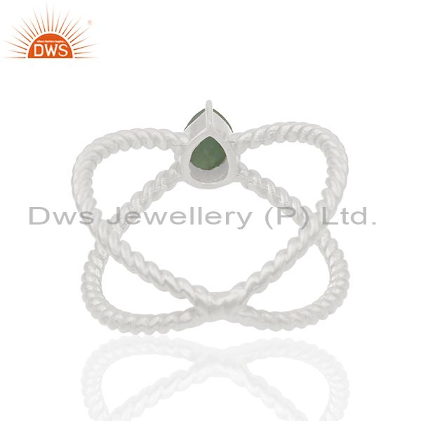 Suppliers Natural Emerald Gemstone 925 Silver Cross Design Ring Manufacturer