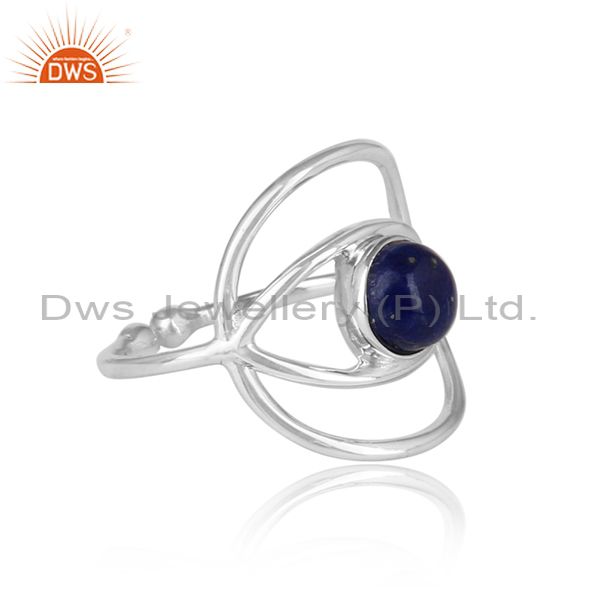 Suppliers New Stylish Eye Design 925 Silver Lapis Blue Gemstone Ring Wholesale
