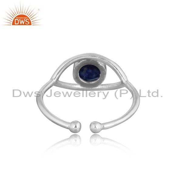 Suppliers Fine Sterling Silver Evil Eye Design Lapis Lazuli Gemstone Ring Wholesale