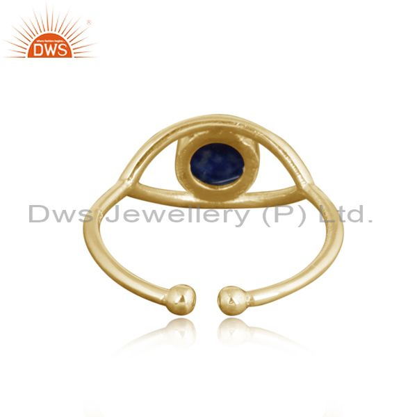 Suppliers Handmade Evil Eye Design Gold Plated 925 Silver Lapis Gemstone Ring Wholesale