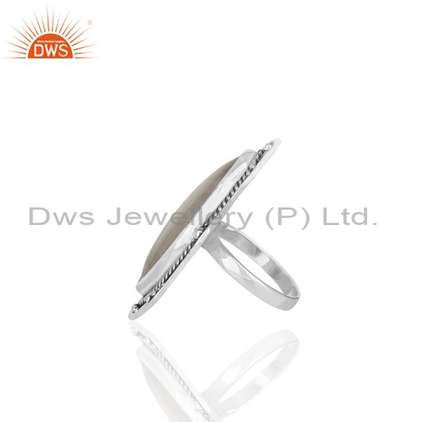 Suppliers Oxidized 925 Silver Rainbow Moonstone Womens Rings Custom Jewelry Manufacturer