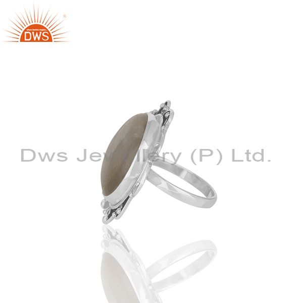 Suppliers Oxidized 925 Silver Rainbow Moonstone Cocktail Ring Manufacturer Custom Jewelry