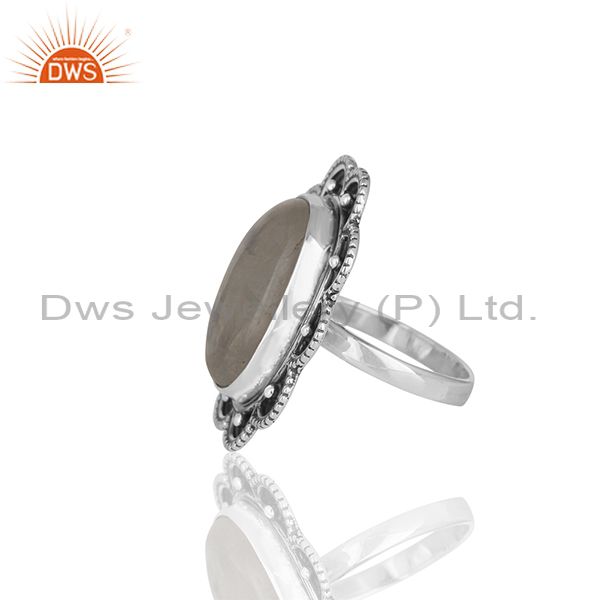 Suppliers Handmade Floral Design Sterling 92.5 Silver Rainbow Moonstone Ring Jewellery