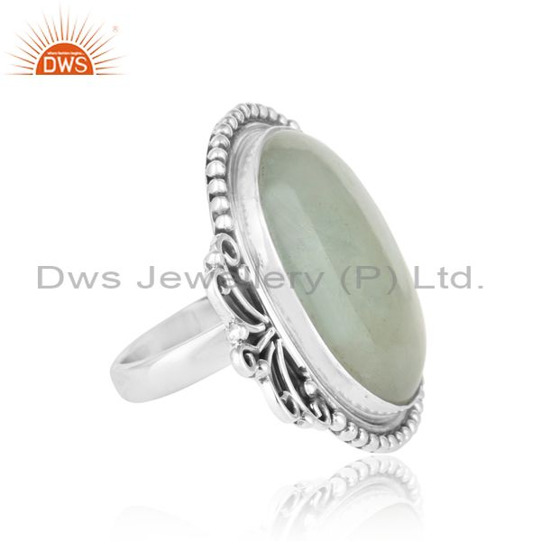 Suppliers Oxidized Designer Silver Aquamarine Stone Ring Jewelry Supplier