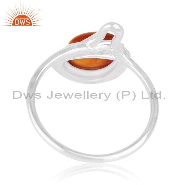 Suppliers 925 Silver White Rhodium Plated Chalcedony Gemstone Ring Wholesale