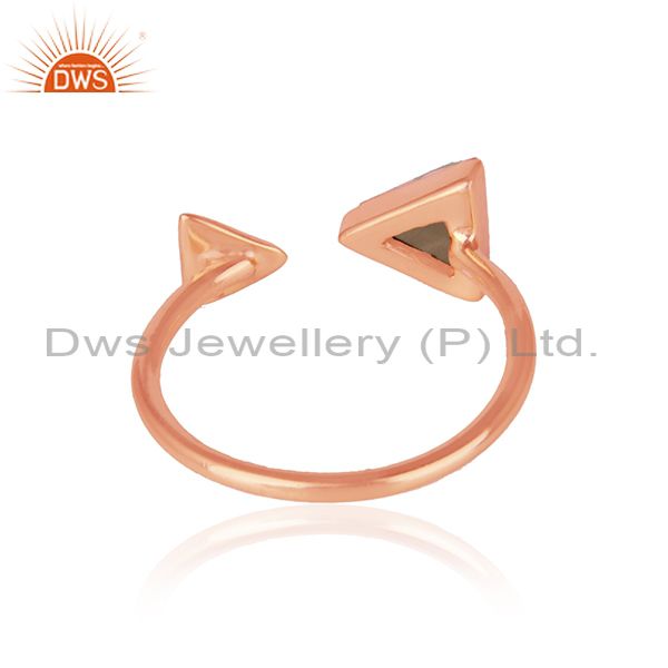 Pyramid Adjustable Ring In Rose Gold On Silver 925 And Smoky