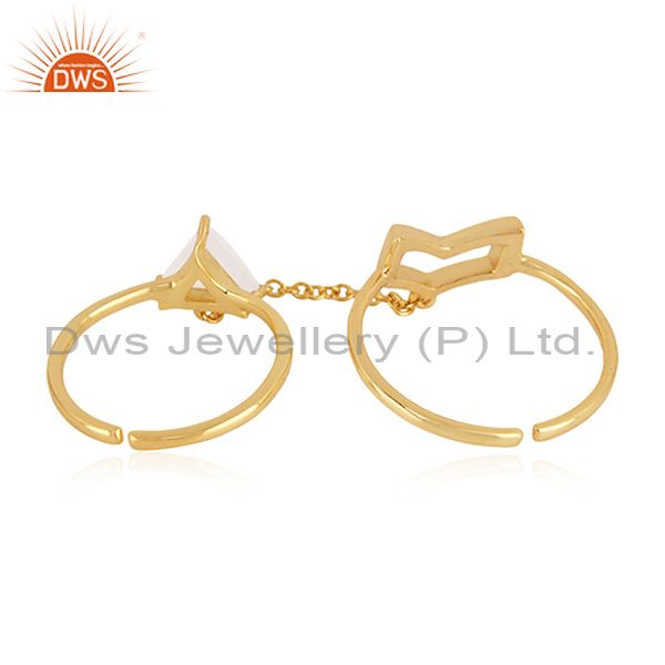 Suppliers Arrow Shape Double Finger Sterling Silver Chain Ring Manufacturers