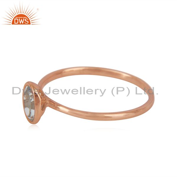 Suppliers Blue Topaz Handmade Rose Gold Plated Sterling Silver Ring Jewelry Wholesale