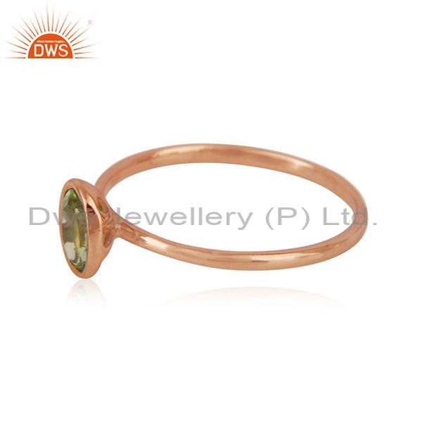 Suppliers Oval Cut Peridot Gemstone Rose Gold Plated 925 Silver Ring Manufacturer Jaipur