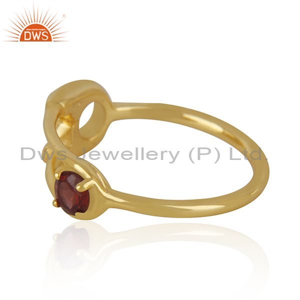 Exporter Customized Pin Design Gold Plated 925 Silver Garnet Gemstone Ring Wholesale