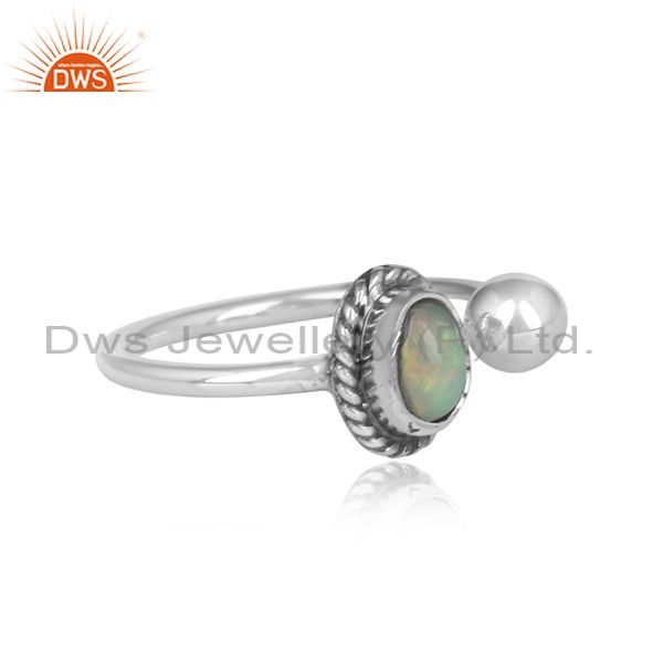 Exporter Ethiopian Opal Oxidized Plated Antique 92.5 Silver Designer Rings